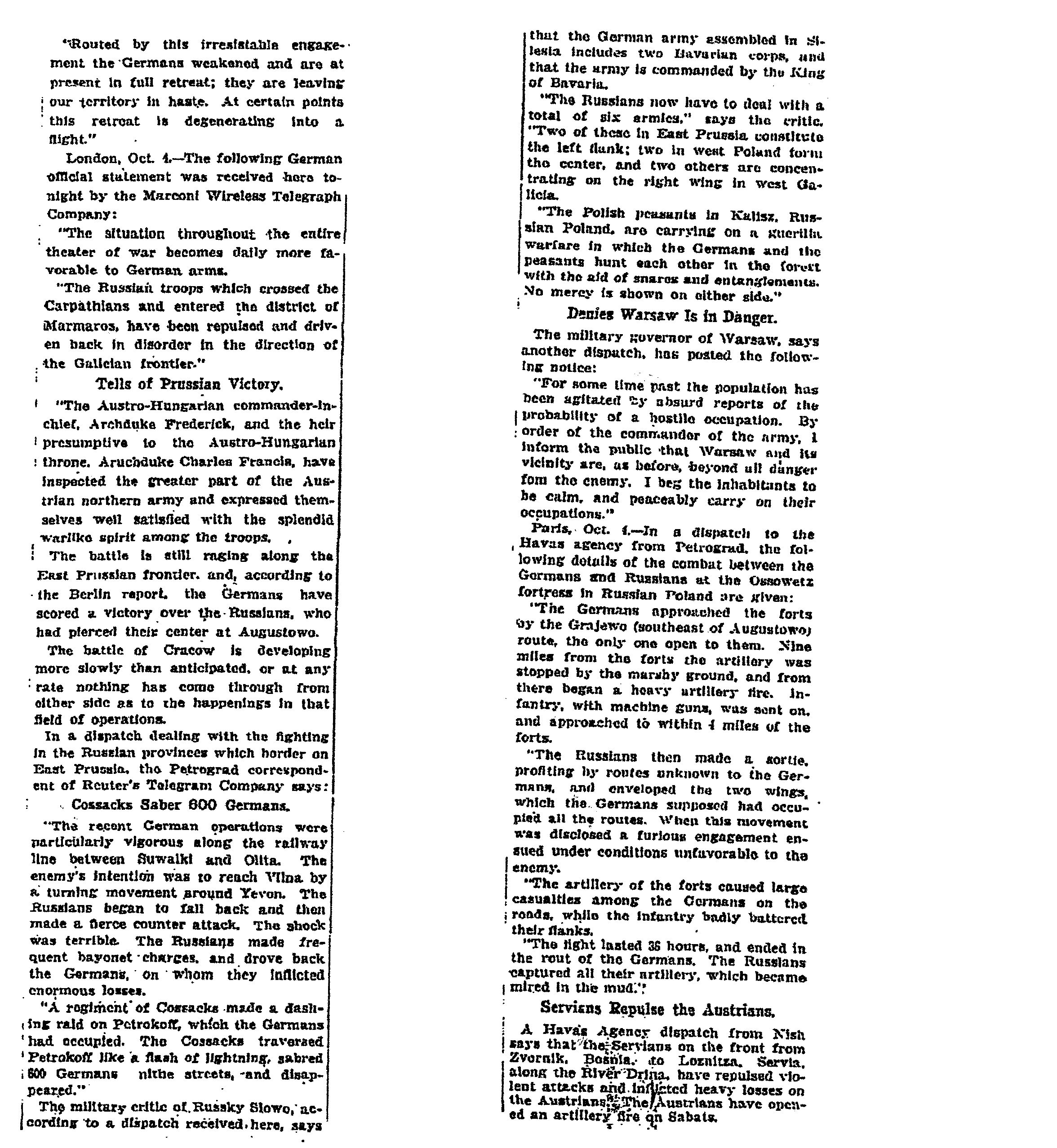Second scanned document from October 5, 1914 — Sopockin under German occupation
